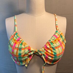 Tropical Plaid Bathing Suit Top